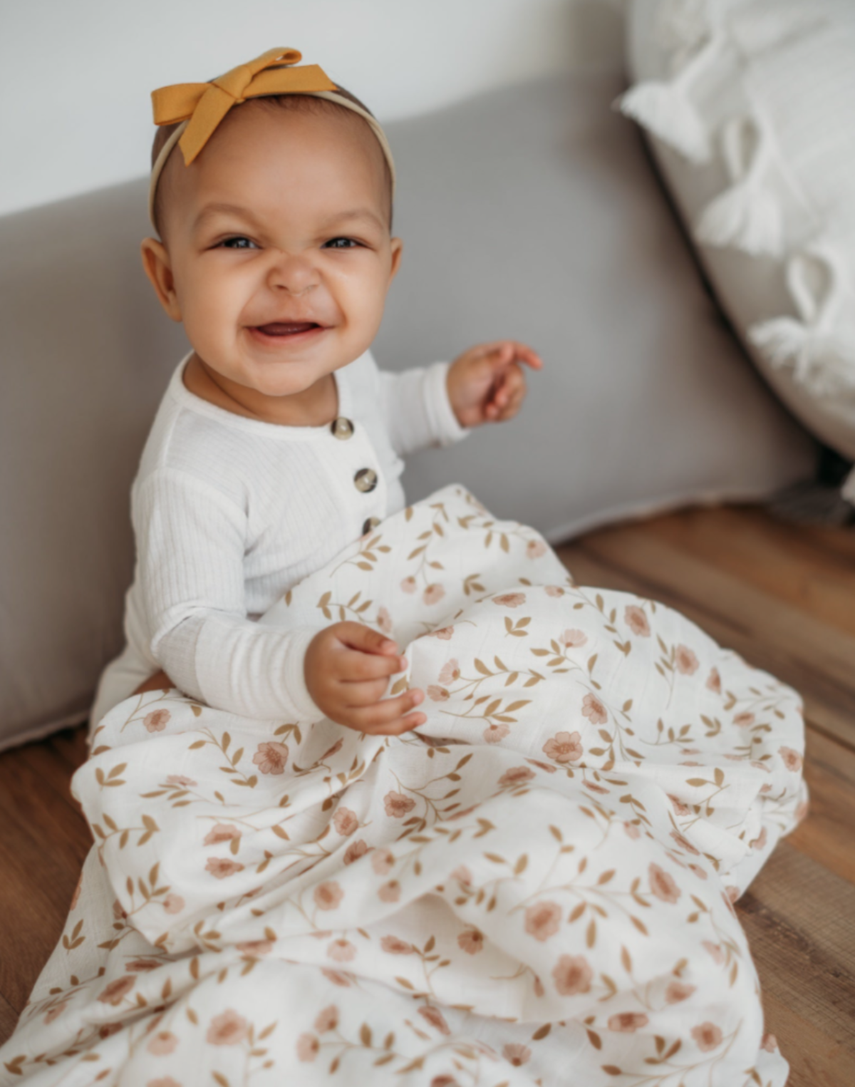 Wildflower Swaddle - White by Mini Wander Bedding Mini Wander   