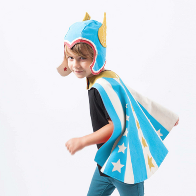 Blue Cape and Hat Hero Set by Lovelane Designs Accessories Lovelane Designs   