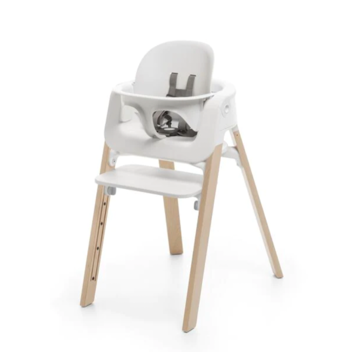 Steps High Chair by Stokke Furniture Stokke Natural Legs with White Seat  
