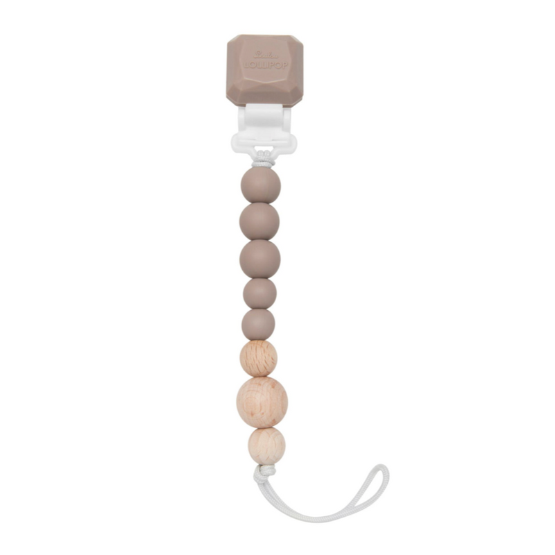 Color Pop Silicone + Wood Pacifier Clip - Mushroom by Loulou Lollipop
