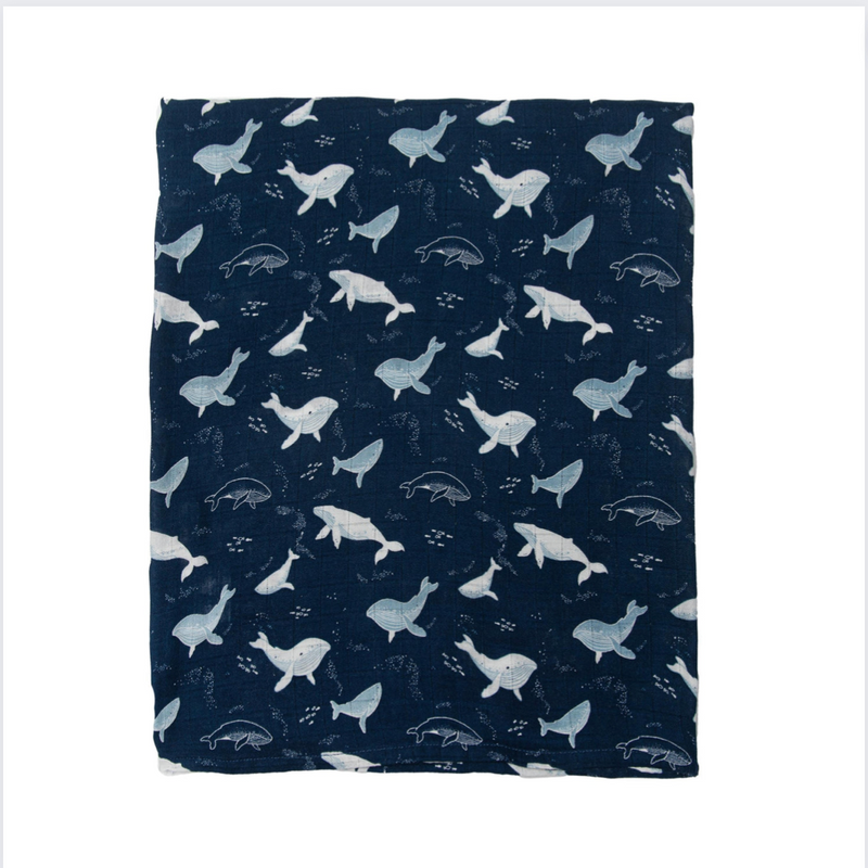 Luxe Muslin Swaddle - Whales by Loulou Lollipop