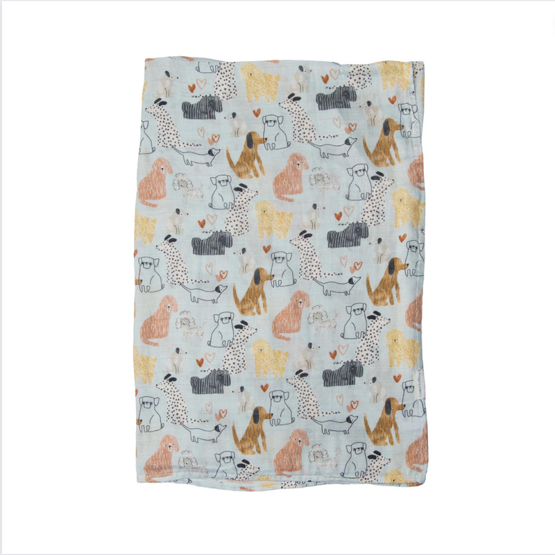 Luxe Muslin Swaddle - Honey Puppies by Loulou Lollipop