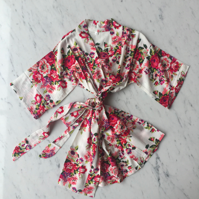 Kids Robe (3-5Y) - Mabel Floral Ivory by May and Joy Bath + Potty May and Joy   
