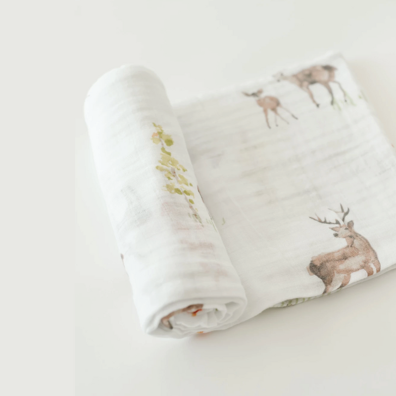 Cotton Muslin Single Swaddle - Oh Deer by Little Unicorn Bedding Little Unicorn   