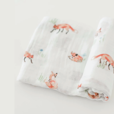 Cotton Muslin Single Swaddle - Fox by Little Unicorn Bedding Little Unicorn   
