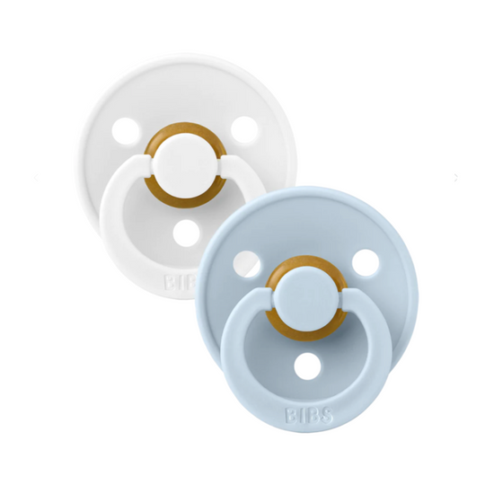 Bibs Original Pacifier 2 Pack - Baby Blue + White