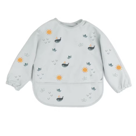 Long Sleeve Bib - Origami Boats by Cotton Cloud