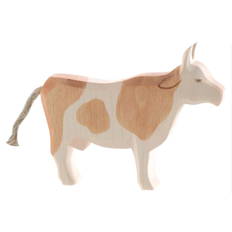 Cow Standing - Brown/White by Ostheimer Wooden Toys Toys Ostheimer Wooden Toys   
