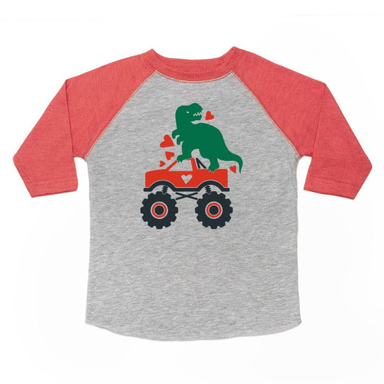 Dino Heart Crusher Tee - Grey/Red by Sweet Wink
