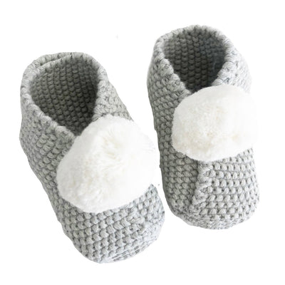 Baby Pom Pom Slippers by Alimrose Shoes Alimrose Grey  