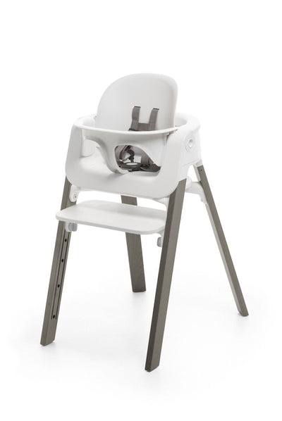 Steps High Chair by Stokke Furniture Stokke Hazy Grey Legs with White Seat  