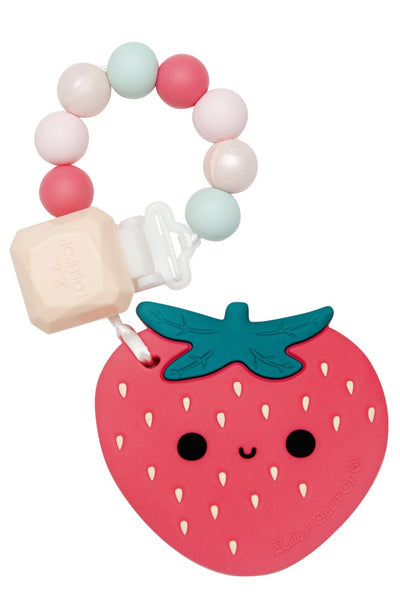Strawberry Silicone Teether Set by Loulou Lollipop Toys Loulou Lollipop   