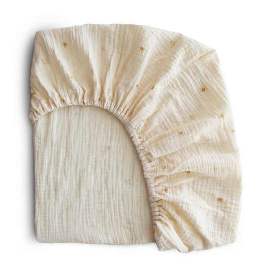 Extra Soft Muslin Crib Sheet - Suns by Mushie & Co