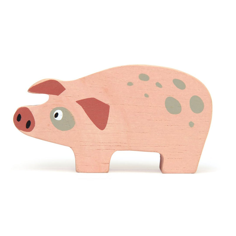 Small Wooden Figurine Toys Tender Leaf Toys Pig  