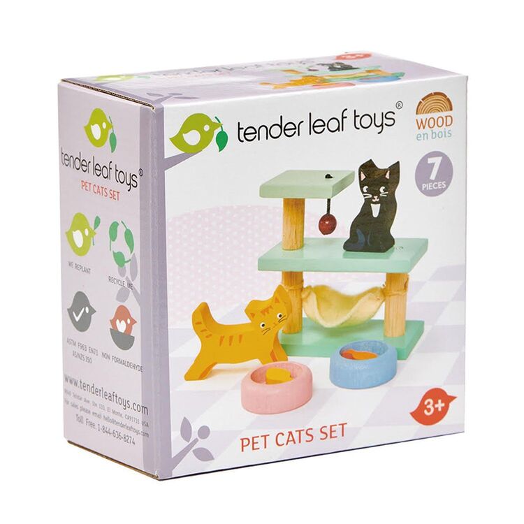 Pet Cat Set Wooden Toy by Tender Leaf Toys Toys Tender Leaf Toys   