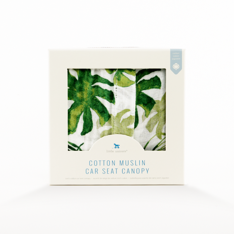 Cotton Muslin Car Seat Canopy - Tropical Leaf by Little Unicorn Gear Little Unicorn   
