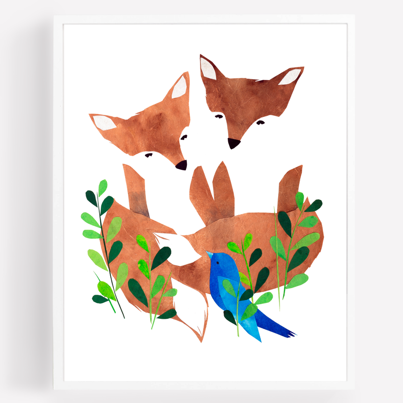 Twin Red Foxes Art Print - 8x10 by Mia Posada Decor Mia Posada   