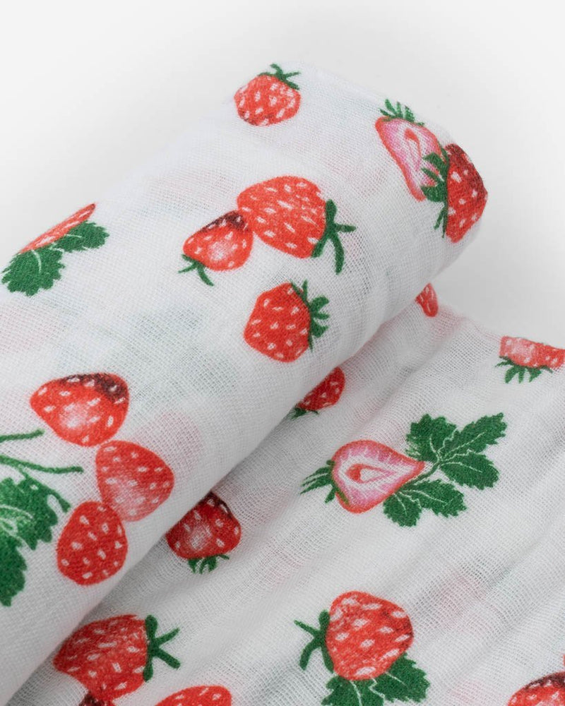 Cotton Muslin Single Swaddle - Strawberry Patch by Little Unicorn Bedding Little Unicorn   