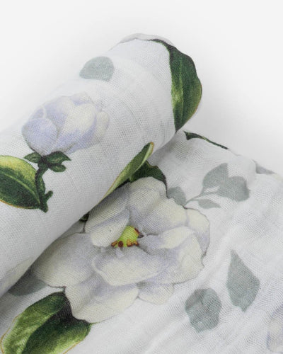 Cotton Muslin Single Swaddle - Magnolia Blossoms by Little Unicorn Bedding Little Unicorn   