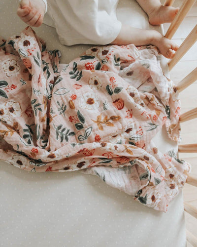 Cotton Muslin Single Swaddle - Vintage Floral by Little Unicorn Bedding Little Unicorn   