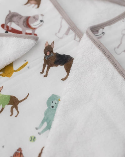 Cotton Hooded Towel + Washcloth Set - Woof by Little Unicorn Bath + Potty Little Unicorn   