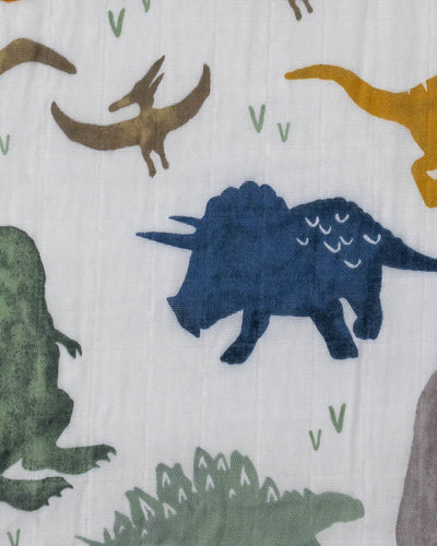 Cotton Muslin Fitted Crib Sheet - Dino Friends by Little Unicorn Bedding Little Unicorn   