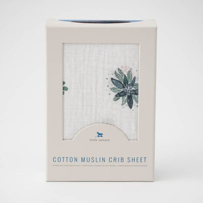 Cotton Muslin Fitted Crib Sheet - Prickle Pots by Little Unicorn Bedding Little Unicorn   