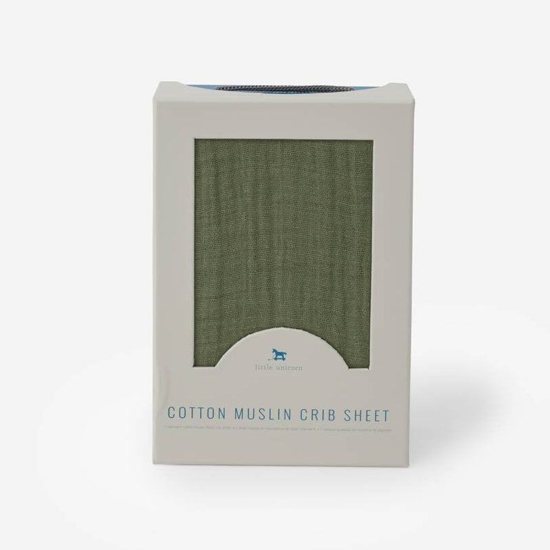 Cotton Muslin Fitted Crib Sheet - Fern by Little Unicorn Bedding Little Unicorn   