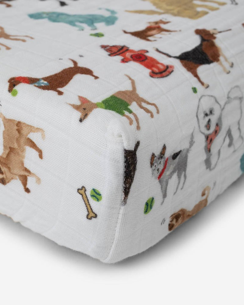 Cotton Muslin Changing Pad Cover - Woof by Little Unicorn Bath + Potty Little Unicorn   