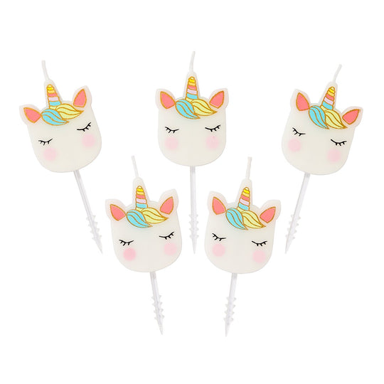 Unicorn Face Birthday Candles 5 Pack by Talking Tables