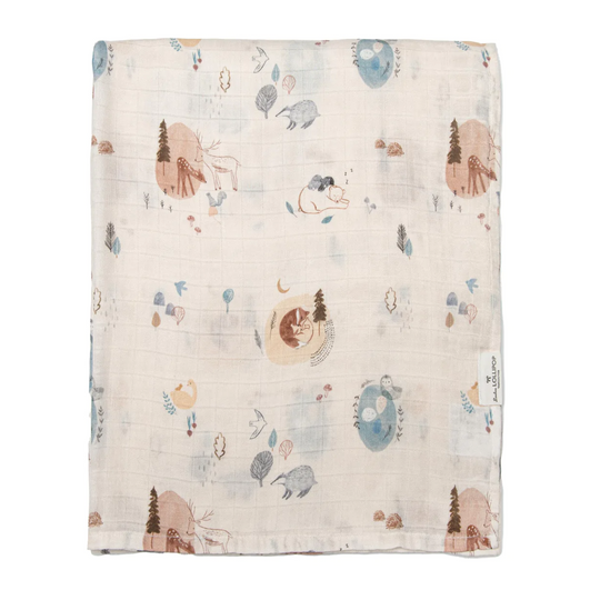 Luxe Muslin Swaddle - Cozy Forest by Loulou Lollipop