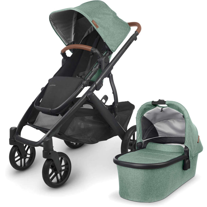 Vista V2 Stroller by UPPAbaby Gear UPPAbaby GWEN (green melange/carbon/saddle leather)  