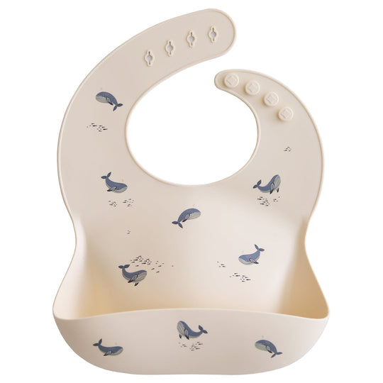 Silicone Baby Bib - Whales by Mushie & Co