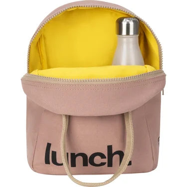 Zipper Lunch Bag - 'Lunch' in Mauve/Pink by Fluf