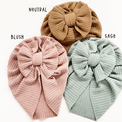 Thick Quilted Bow Baby Turban - Sage by Golden Dot Lane Accessories Golden Dot Lane   