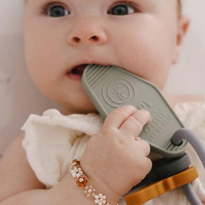 Keys to the Kingdom Silicone Teether - Orange/Grey/Sage by Be A Heart