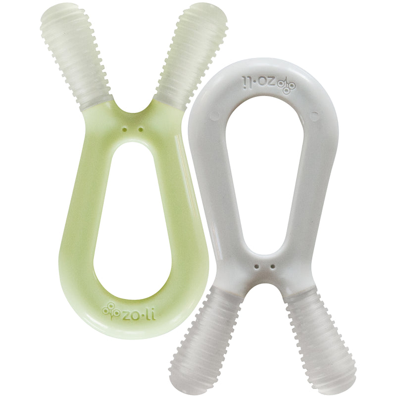 Bunny Teether 2 Pack - Sage Green + Ash Grey by Zoli Infant Care Zoli   