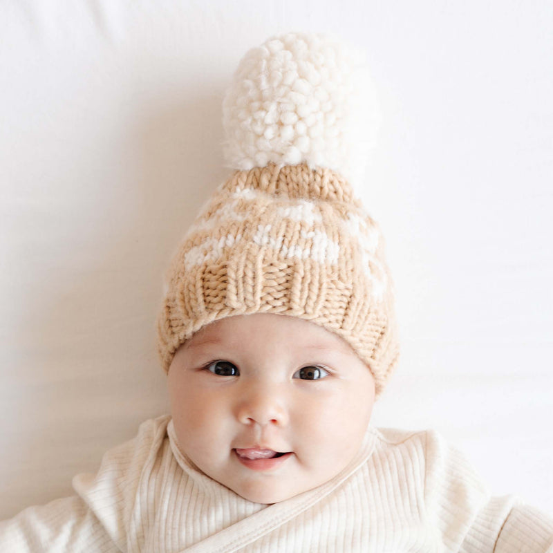 Cheetah Hand Knit Hat - Latte/Cream by The Blueberry Hill Accessories The Blueberry Hill   