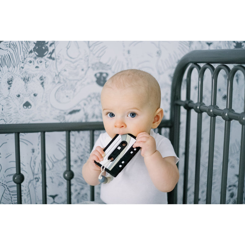 Cassette Tape Teether with Colored Clip - Black by Gummy Chic Toys Gummy Chic   