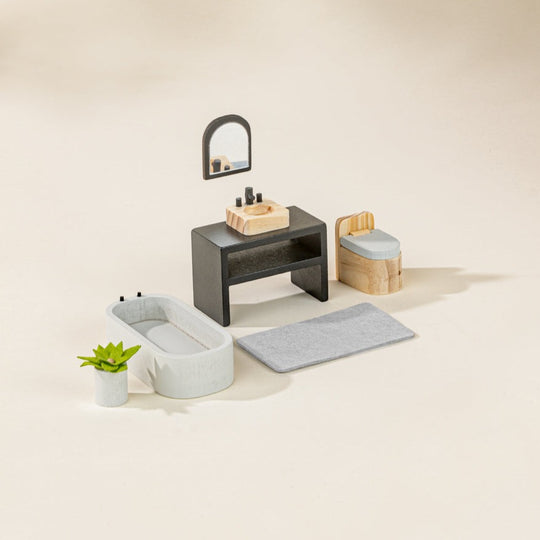 Wooden Doll House Bathroom Furniture and Accessories - 6 Pieces by Coco Village