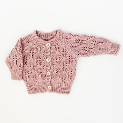Leaf Lace Cardigan Sweater - Rosy by Huggalugs Apparel Huggalugs   