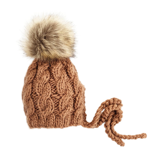 Aspen Cable Knit Bonnet - Pecan by Huggalugs