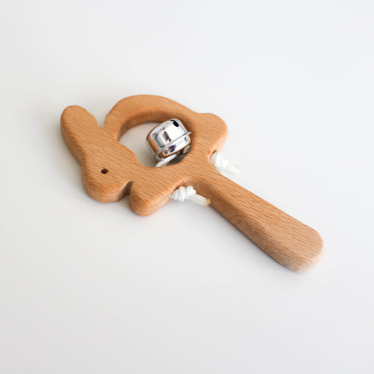 Wooden Bunny Bell Rattle by Chelsea and Marbles