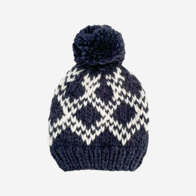Diamond Faire Isle Hand Knit Hat - Navy by The Blueberry Hill Accessories The Blueberry Hill   