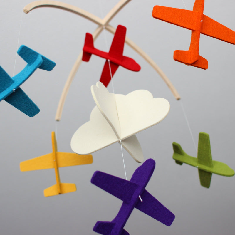 Felt Mobile - Rainbow Airplanes by Dundry Hill Decor Dundry Hill   