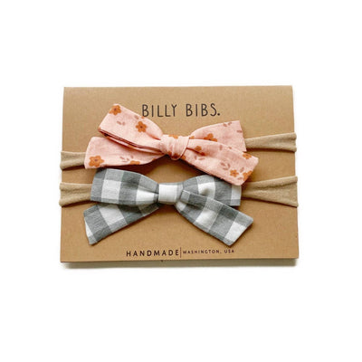 Gingham Coral Headbands - Set of 2 by Billy Bibs Accessories Billy Bibs   