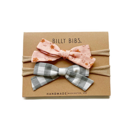 Gingham Coral Headbands - Set of 2 by Billy Bibs