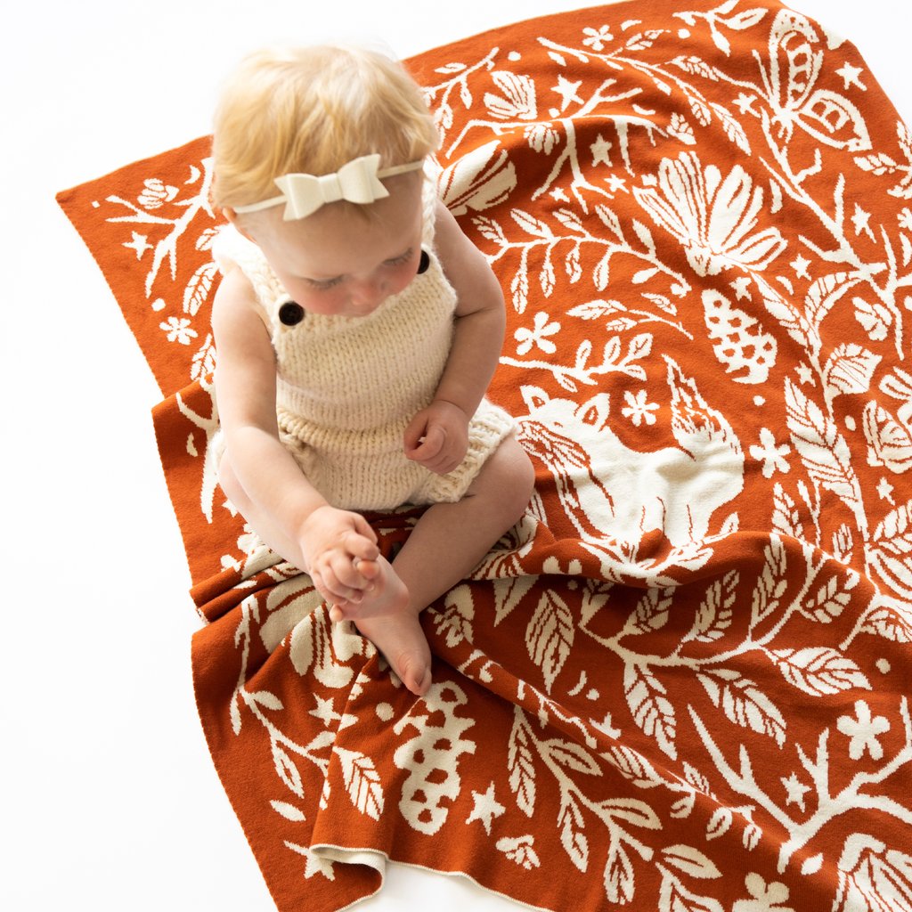 Organic Knit Blanket - Fox by The Blueberry Hill Bedding The Blueberry Hill   