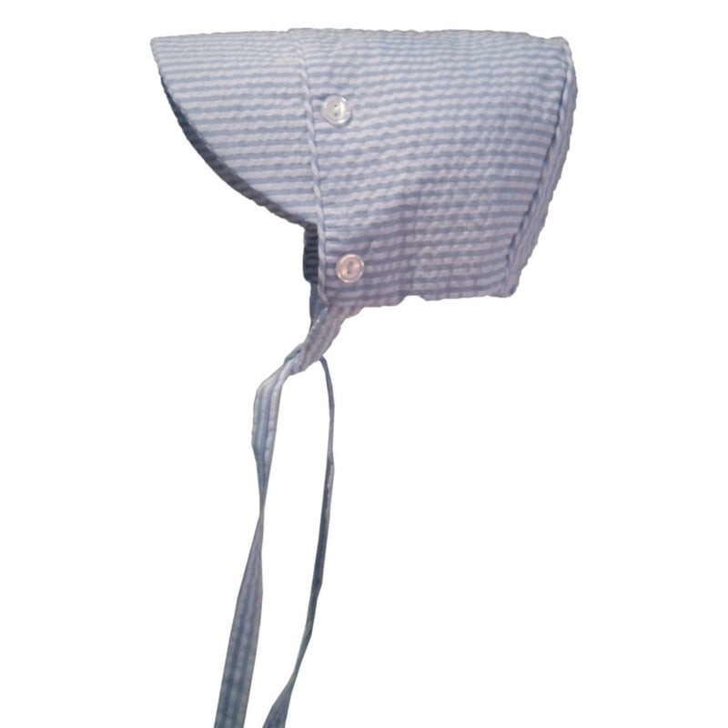 Sun Bonnet UPF 25+ - Blue Stripe Seersucker by Huggalugs Accessories Huggalugs   