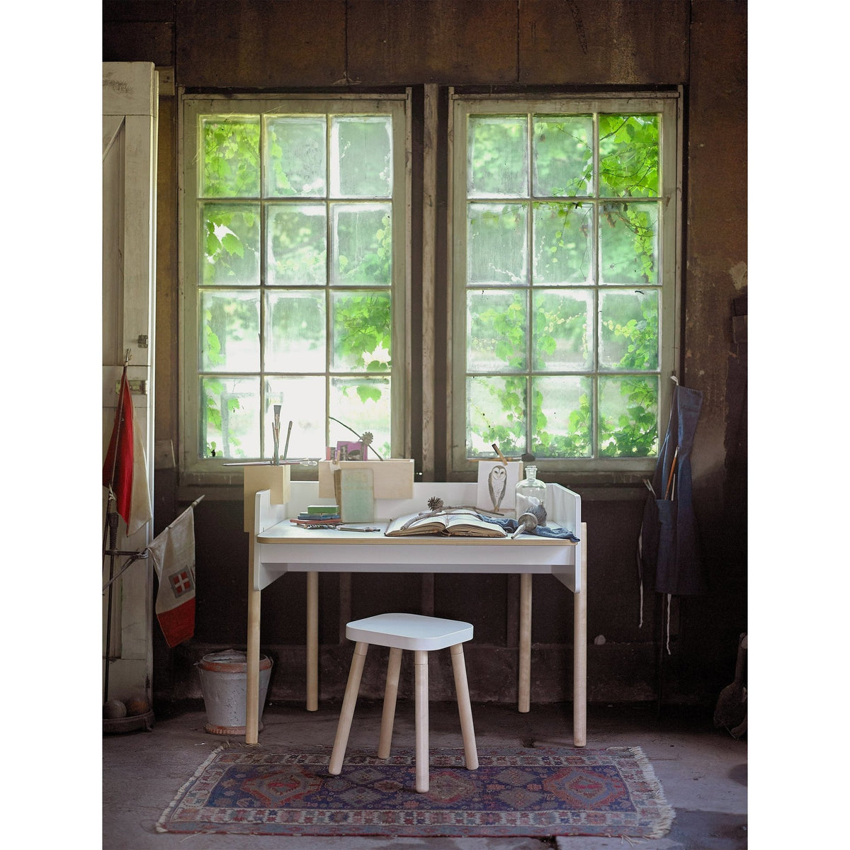 Square Stool - Birch / White by Oeuf Furniture Oeuf   